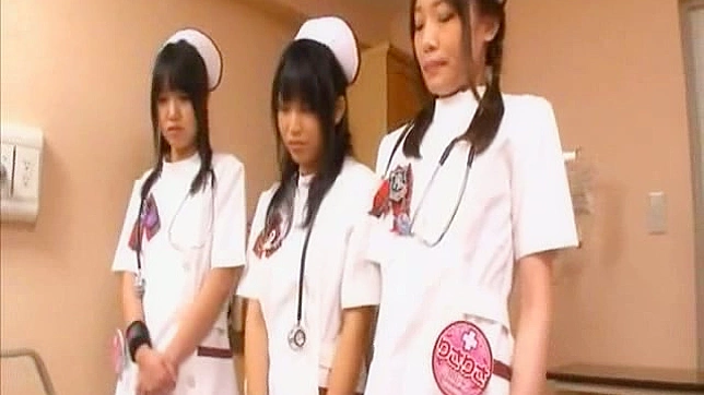 Lucky Guy Gets Mind-Blowing Blowjob from Three Sexy Nurses