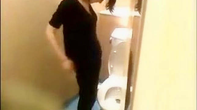 Sultry Japanese Babe Gets Fucked in Her Black Dress Toilets