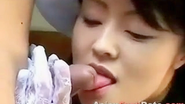 Sultry Asian Beauty Gently Licks Her Lover's Cum Clean