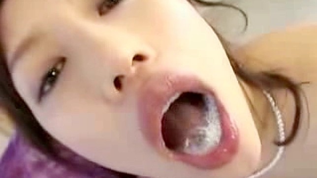 Nude Japanese Petite Loves Eating Fresh Sperm Delightfully