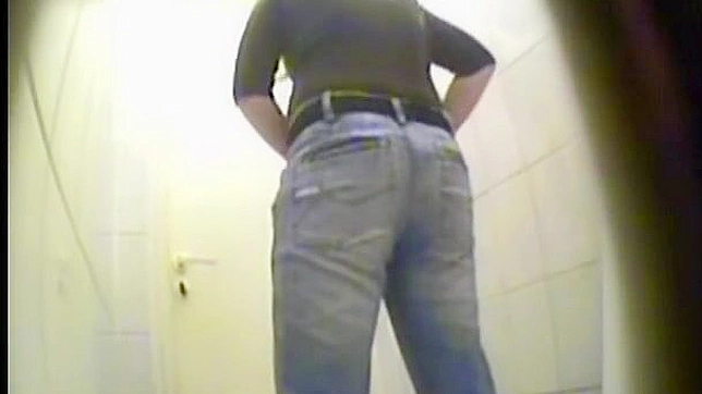 Lustful Girl 18+ in Jeans Tempts You In The Toilet For Fun