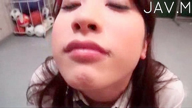 Redhead Japanese Sweetheart Deep-Throats Huge Cock