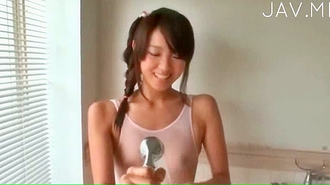 Japanese Sweetie Tempts While Taking Hot Shower