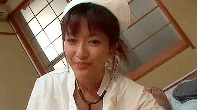 Cute Japanese Nurse Smiles While Giving an Erection Blowjob
