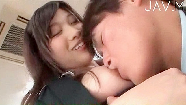 Sizzling Japanese Angel Swallows Big Boner While Licking Balls