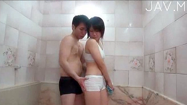 Tiny 18+ Temptress Gives Hot Blows & Takes Facial Indoors