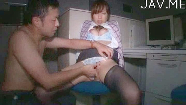 Asian Student Sucks Cock and Gets Pussy Fingered by Principal in Office
