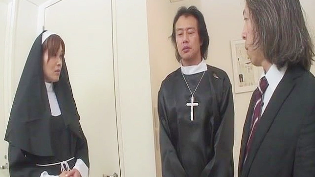 Hot Nun Hitomi Kanou Tempts Two Priests into Sinful Sex