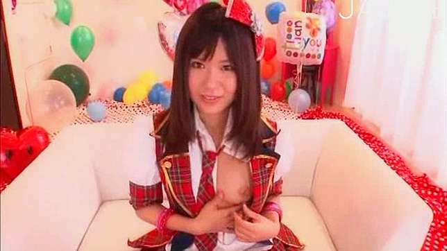 Naughty Japanese School Girl 18+ Fingers Her Smooth Pussy Delightfully