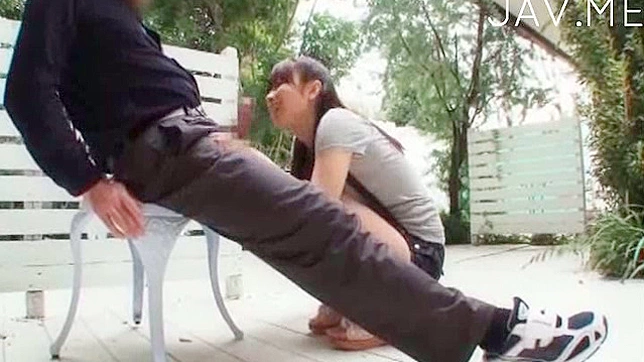Demure Japanese Chick Sucks Cock Outdoors for Racy Fun