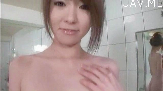 Asian Beauty Sucks Cock, Fucks Hard in Steamy Bathroom