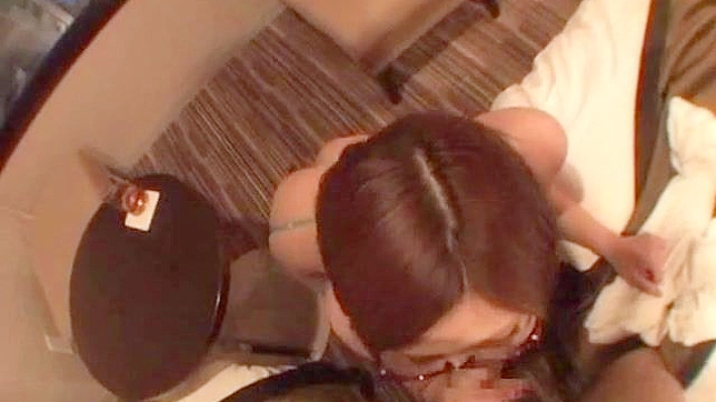 Glasses Brunette Deeply Swallowing Hairy Cock Passionately