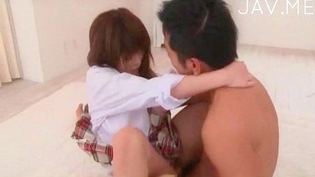 Schoolgirl 18+ Shows Her Hairy Pussy While Guy Masturbates It Well