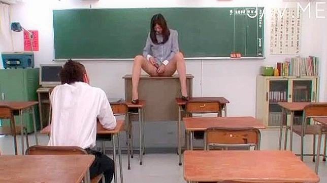Seductive Teacher Pleasures Pussy Seductively Before Student's Eyes