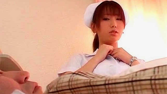 Hot Nurse Tempts Patient With Tasty Tits Before Jerking Off His Cock