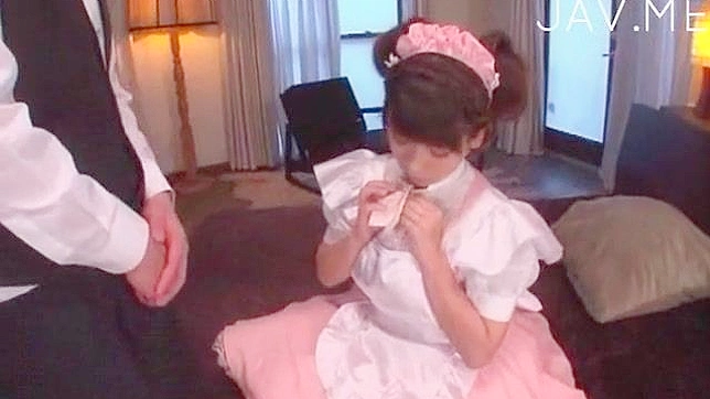 Maid Expertly Swallows Warm Jizz After Arousing Cock Sucking Scene