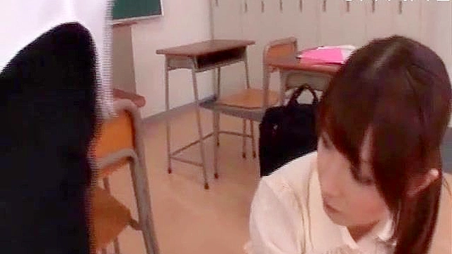 Amateur Japan Cutie Gets Fucked by Two Dicks in Class Room Orgy
