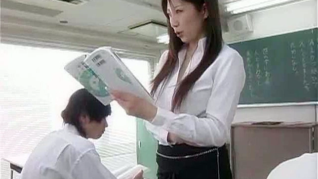 Seductive Japanese Teacher Gives Amazing Blowjob in Class Room