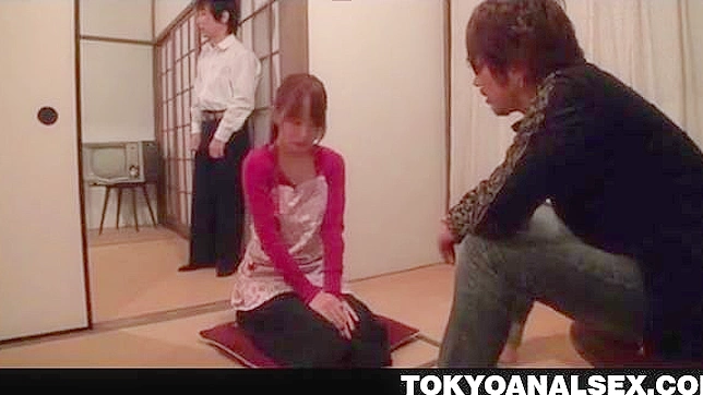 Sexy Jap Gets Butt Fucked Under Skirt During Hot Threesome