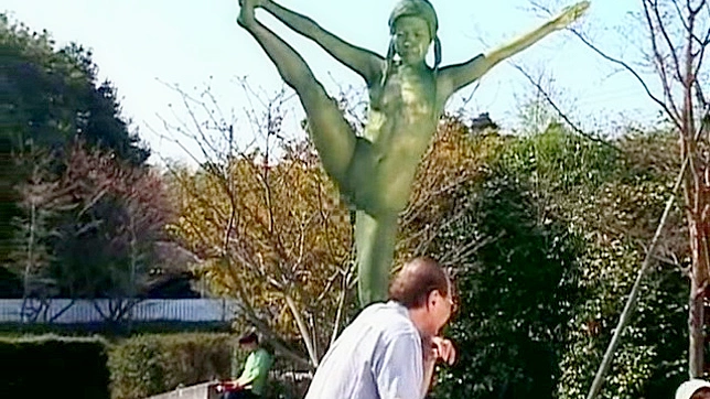 Outdoor Public Sex Scene by Vibrant Painted Statue Lover