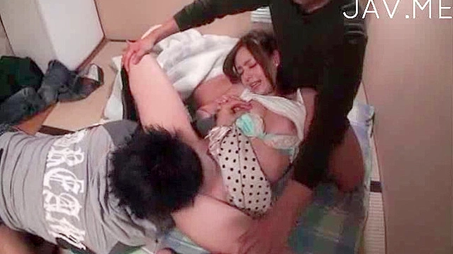 Sexy Japanese Beauty Enjoys Hard Threesome Gangbang