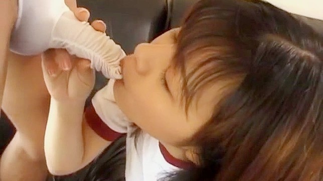 Eri Ueno in Sexy Uniform Sucks Cock Over Boxers Until Cumming