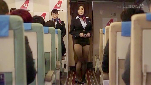 Horny Flight Attendant Fucks Passengers Mid-Air Orgies