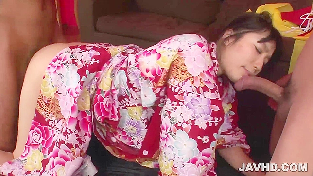 Chiharu's Kimono Blowjob Turns Into Hardcore Fuck Fest