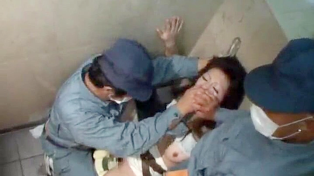 Helpless Japanese Beauty Endures Pleasure from Rough Workers