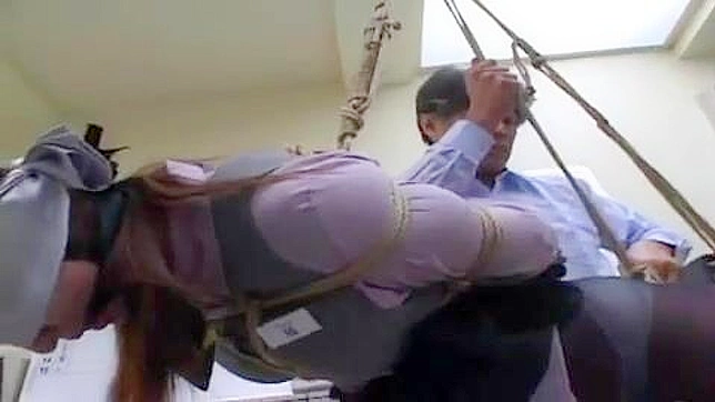 Mad Colleague Ties Up Hot Japanese Secretary at Work Desk