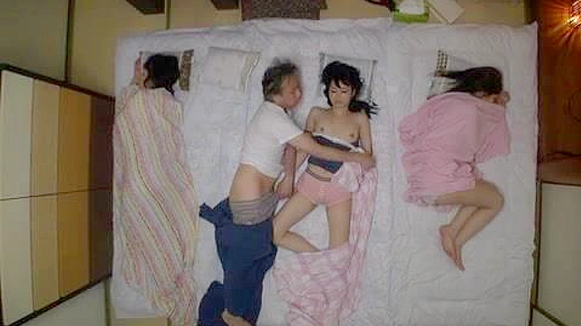 Stepdad's Harmonious Night with Two Curvy Teens 18+  in Bed