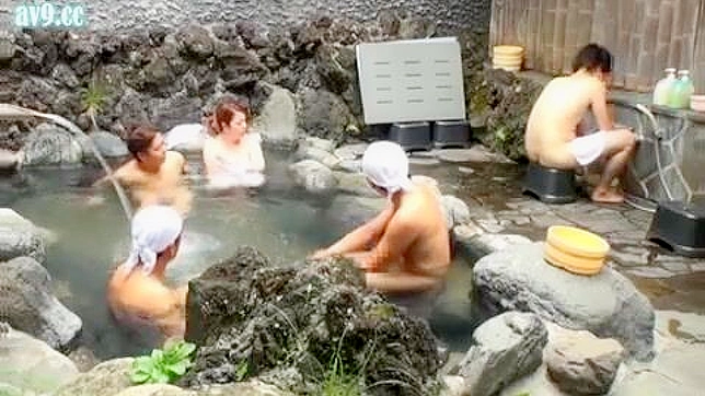 Asia Wife's Hot Spa Orgy with Strangers While Husband Showers