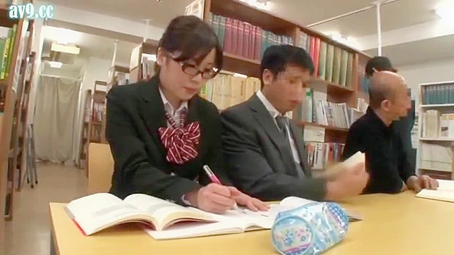 Stealthy Public Library Blowjob by Hot Japanese Librarian