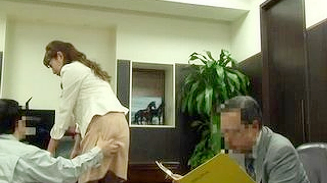 Surprised Secretary Gets Ass Grabbed by Tech Guy at Work