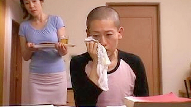 Mother Surprises Son Masturbating with Her Panties Seductively