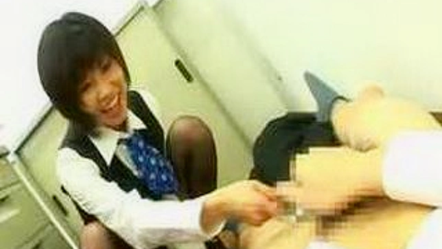 Japanese Secretary Teases & Masturbates at Work Desk