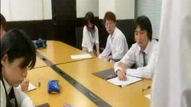 Lustful Asian Student Tempts Friend into Wild Classroom Sex