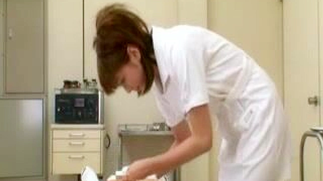 Seductive Nurse Collecting Sperms Privately