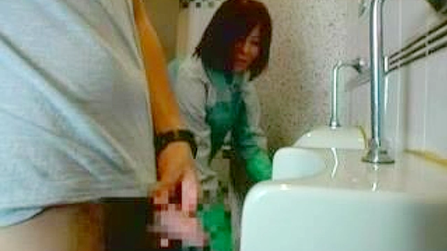 Toilet Cleaning JAV Star Gets Sucked into Steamy Public Fuckfest