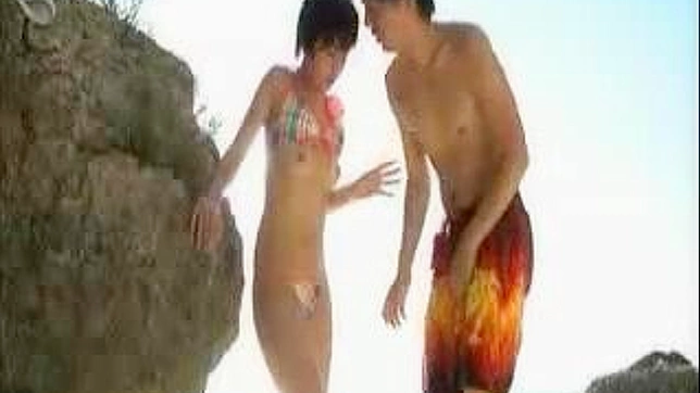 Hot JAV Teen 18+ in Bikini Fucks Passionately On Public Beach