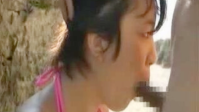 Hot JAV Teen 18+ in Bikini Fucks Passionately On Public Beach