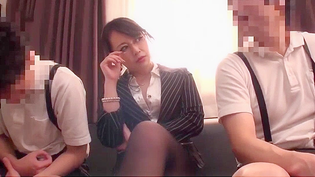 Teacher Seduces Students into Steamy Stockinged Threesome Fun