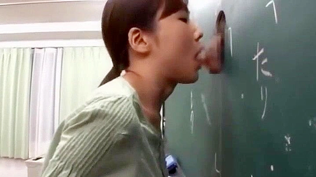 Seductive Japanese Teacher Gives Steamy Blowjob Class