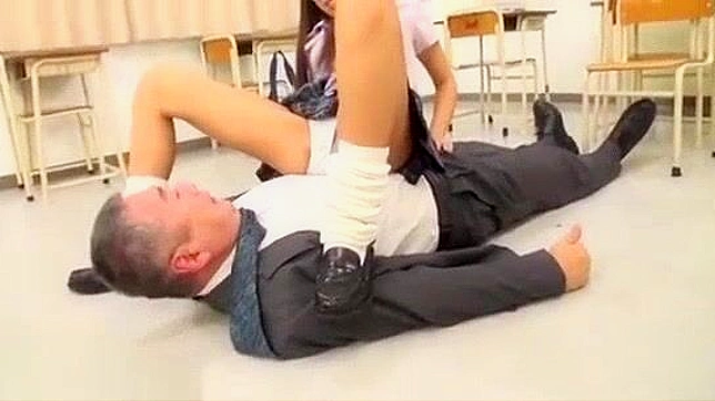 Small-Dicked Teacher Humiliatingly Gets Handjob from Seductive JAV Star Feet