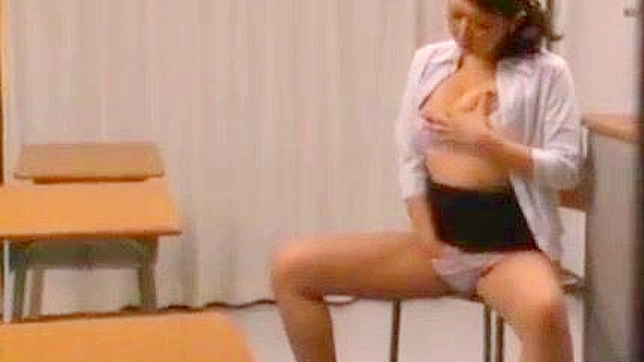 Sexy Japanese MILF Teacher Teases Pussy in Erotic Lingerie Show