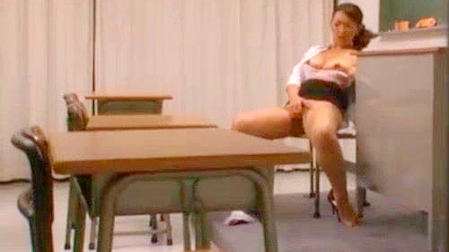 Sexy Japanese MILF Teacher Teases Pussy in Erotic Lingerie Show