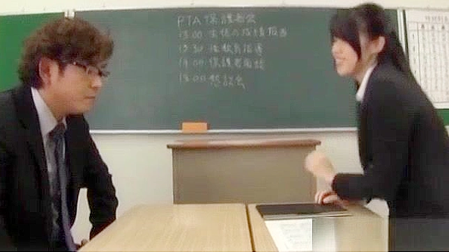 Passionate Japanese Teacher Gives Dirty Blowjob & Cums Splash