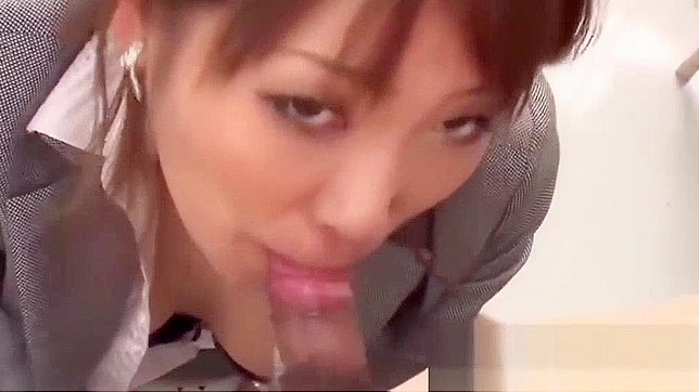 Seductive Japanese Teacher Gives Blowjob & Self-Pleasure Show