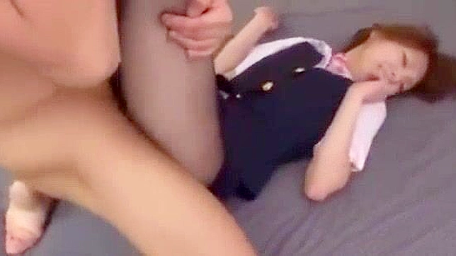 Office Japanese Babe in Pantyhose Takes Facial Load