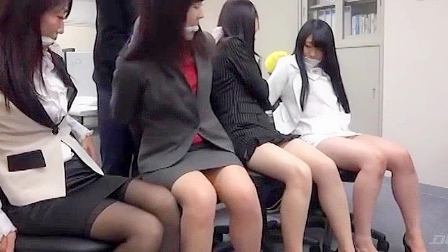 Japanese Office Ladies in Stockings & Bandages Get Uncensored Gangbang